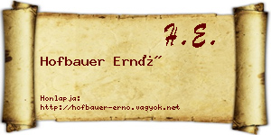 Hofbauer Ernő névjegykártya